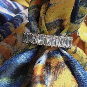 Vintage Sterling Silver Emerald cut Women's Ring ADI 925 THAI CZ